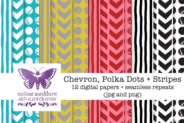 Chevrons, Dots + Stripes Paper Pack example image 1