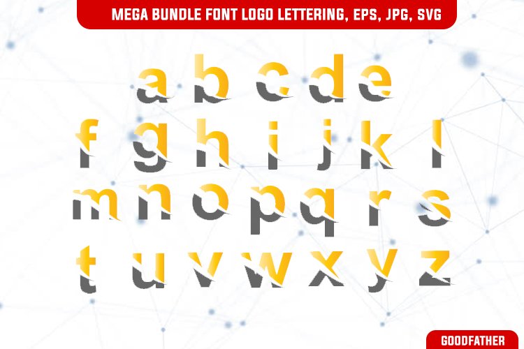 Mega Bundle Font Logo slice lettering, Yellow Colour