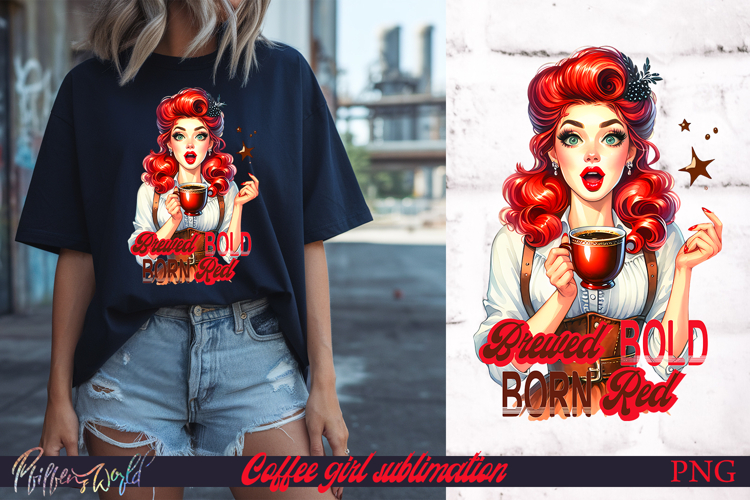 Pin-Up Coffee Girl Quote | Brewed Bold, Born Red