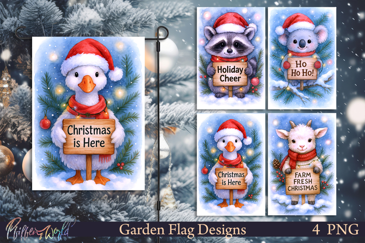 Christmas Garden Flags | Cute Animals | Goose
