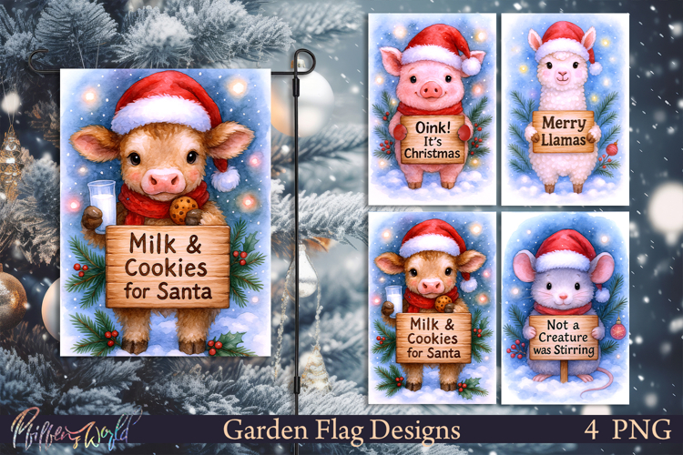 Christmas Garden Flags | Cute Animals | Merry Christmas