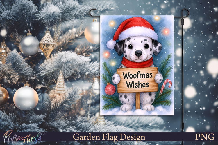 Christmas Garden Flag | Cute Animal | Dalmatian dog