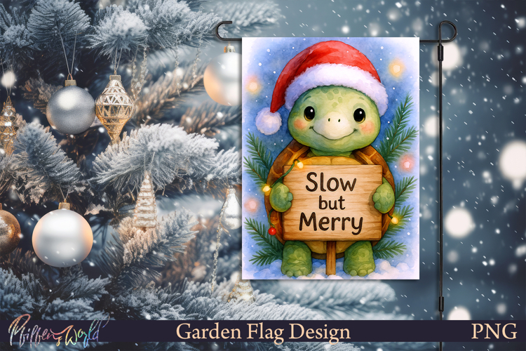 Christmas Garden Flag | Cute Animal | turtle