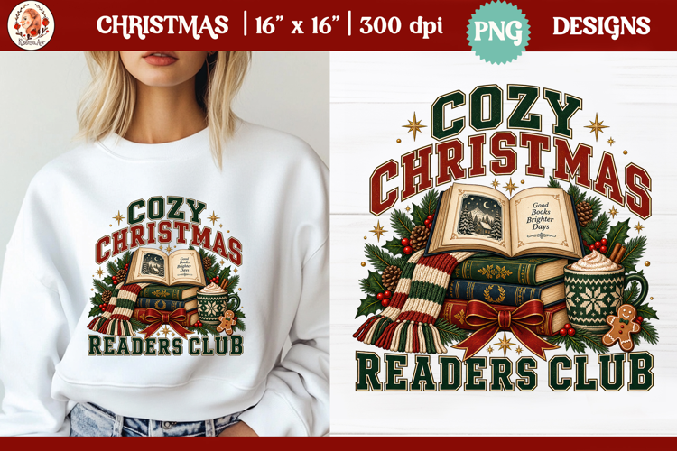 Christmas PNG Sublimation | Christmas book club readers club