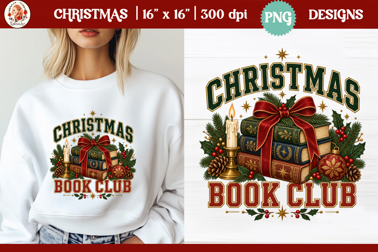 Christmas PNG Sublimation | Christmas book club readers club