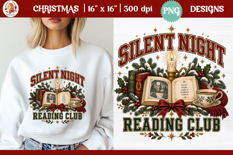 Christmas PNG Sublimation | Christmas book club readers club