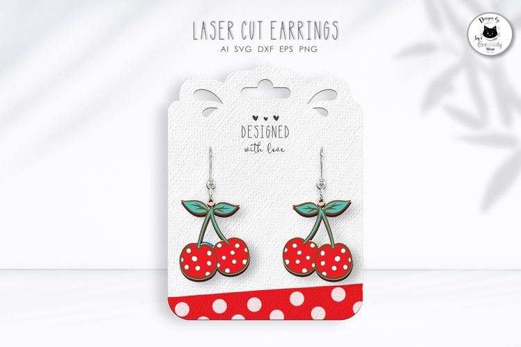 Polka Dot Cherry Earrings | Summer Earrings Laser Cut