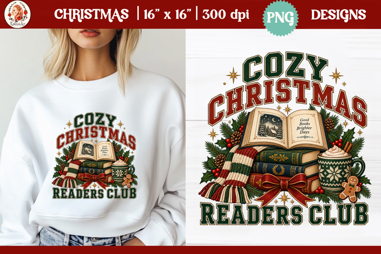 Christmas PNG Sublimation | Christmas book club readers club