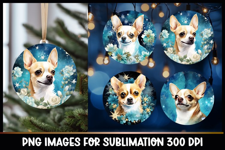 Chihuahua Christmas Round Ornament Sublimation example image 1
