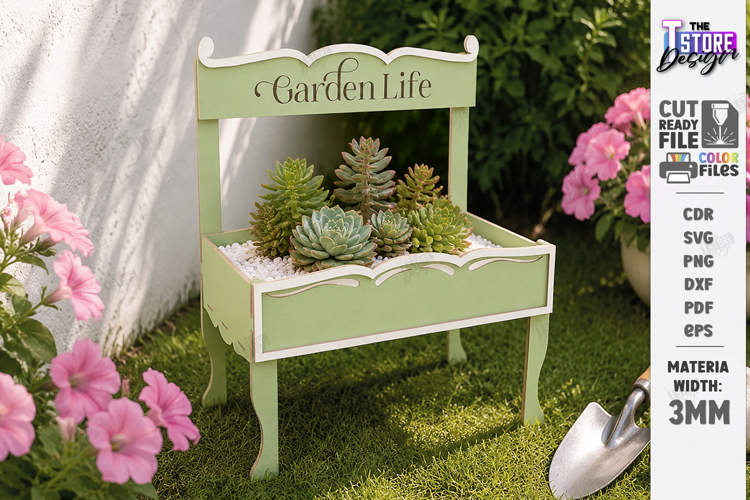 Mini Chair Planter Laser Cut | Succulent Flower Pot | Garden