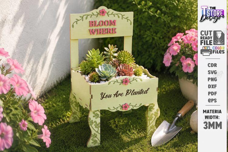 Mini Chair Planter Laser Cut | Succulent Flower Pot | Garden