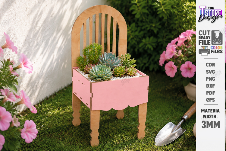 Mini Chair Planter Laser Cut | Succulent Flower Pot | Garden