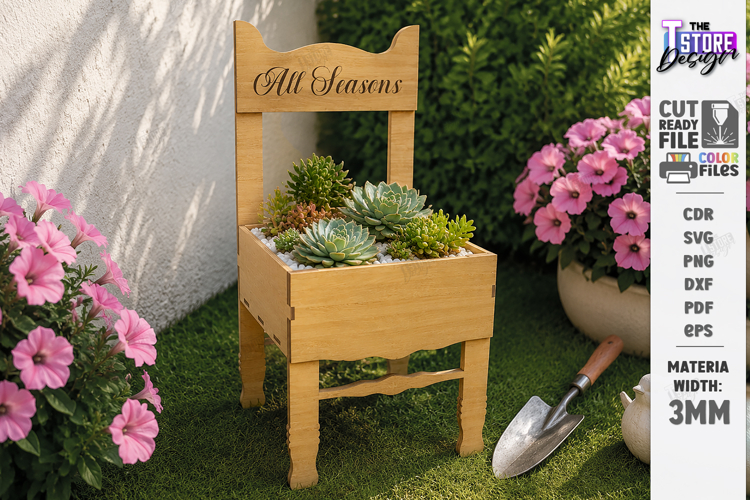 Mini Chair Planter Laser Cut | Succulent Flower Pot | Garden