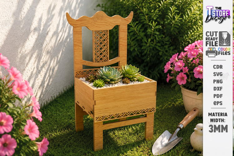 Mini Chair Planter Laser Cut | Succulent Flower Pot | Garden