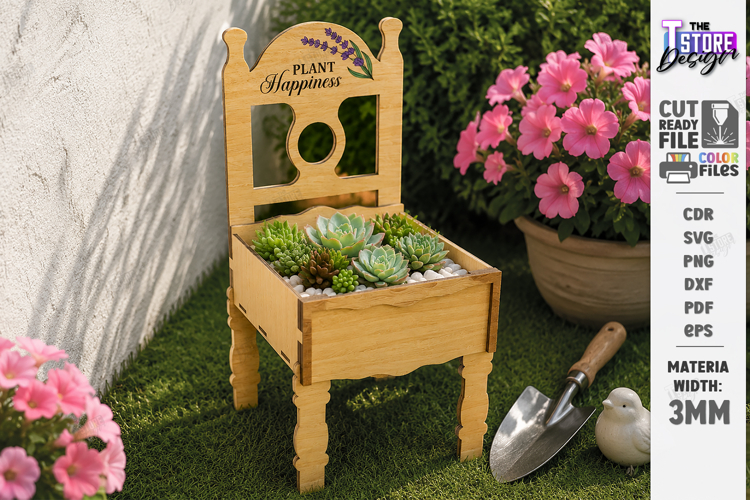 Mini Chair Planter Laser Cut | Succulent Flower Pot | Garden