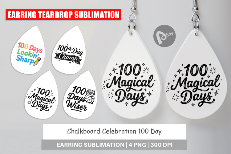 Chalkboard 100 Days Earring