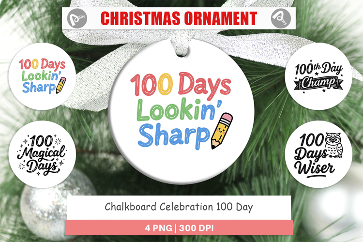 Chalkboard 100 Days Ornament