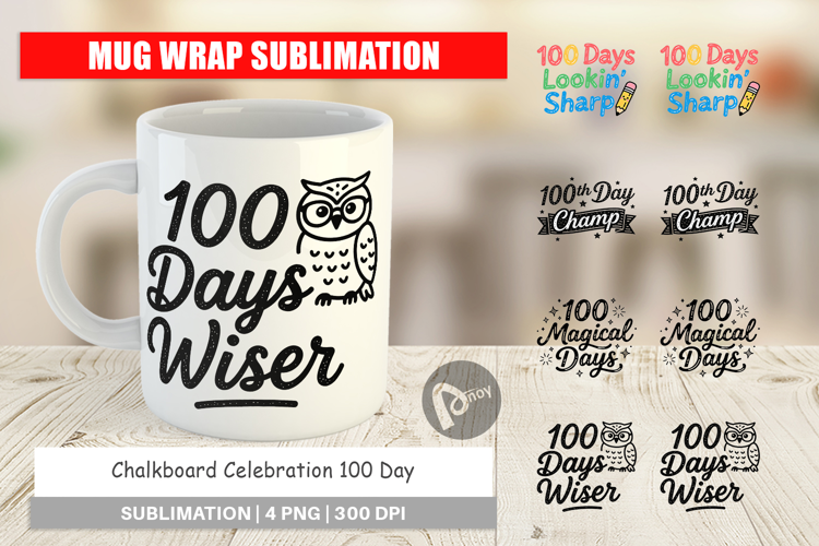 Chalkboard 100 Days Mug Wrap
