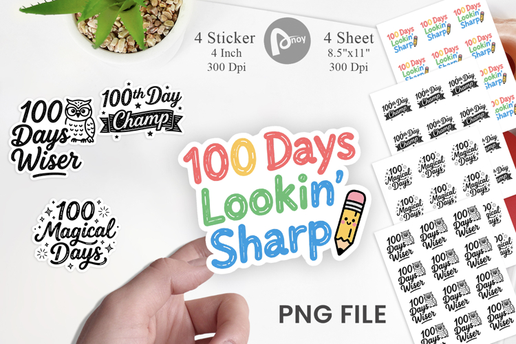 Chalkboard 100 Days Sticker