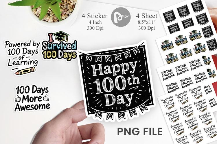 Chalkboard 100 Days Sticker