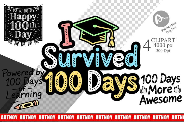 Chalkboard 100 Days Clipart