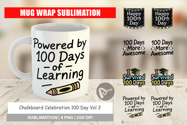 Chalkboard 100 Days Mug Wrap