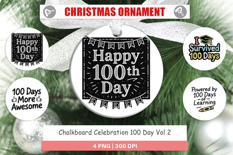 Chalkboard 100 Days Ornament
