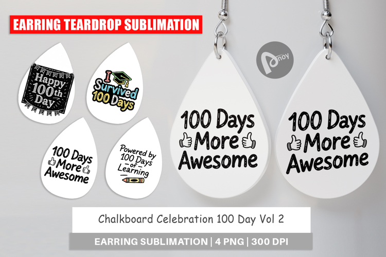 Chalkboard 100 Days Earring
