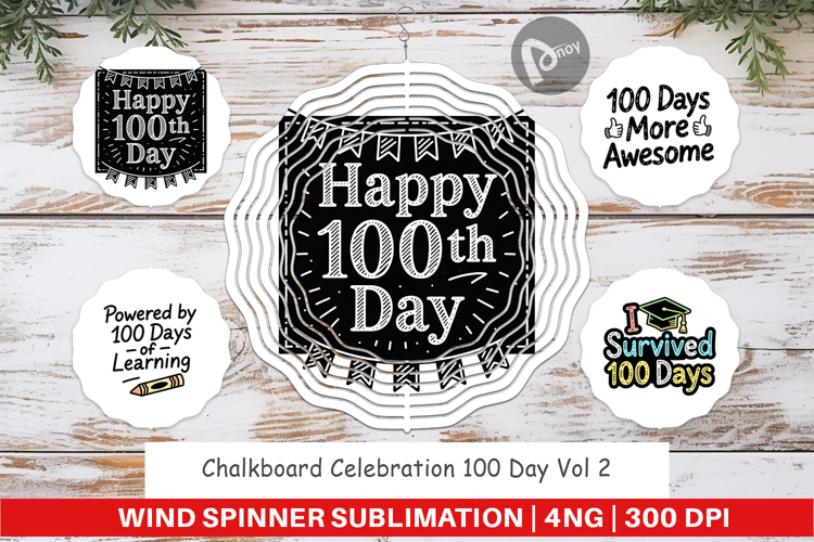 Chalkboard 100 Days Wind Spinner