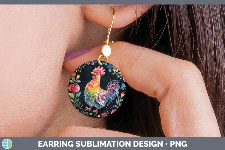 Chalkboard Chicken Round Earrings Sublimation Earrings Desig