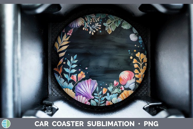 Chalkboard Seashell Car Coaster Sublimation Coaster Designs
