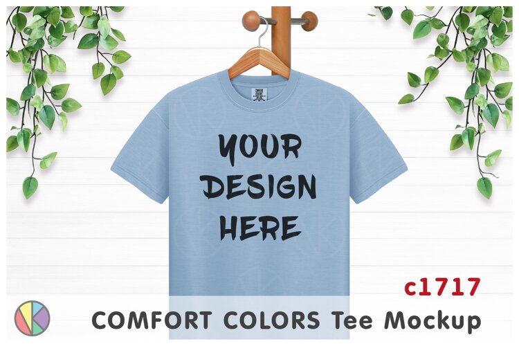 Chambray Comfort Colors 1717 T-Shirt Mockup.