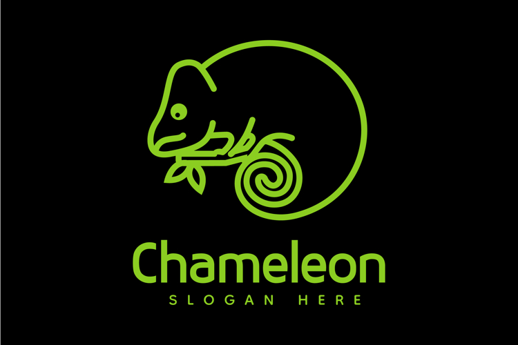 Minimalist Chameleon Logo with Line Art Design Vector