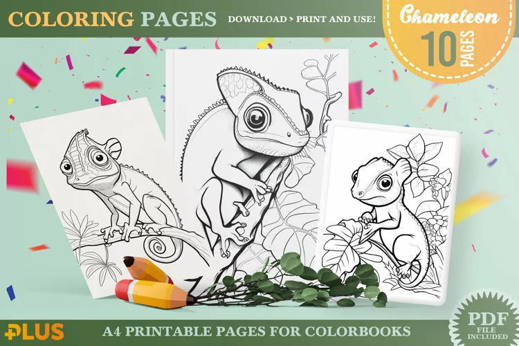 Chameleon Coloring Pages - Printable Animal Coloring Book
