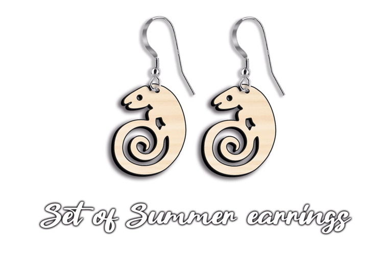 Chameleon Earring SVG Nature Summer Laser Gift Beach Digital