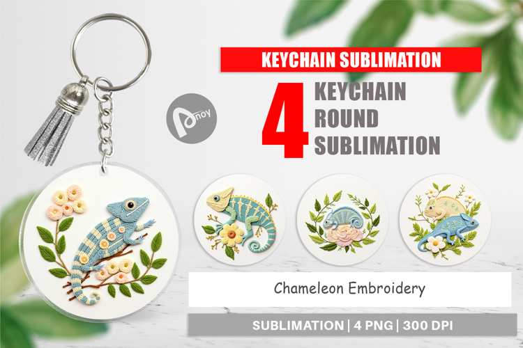 Keychain Chameleon Embroidery