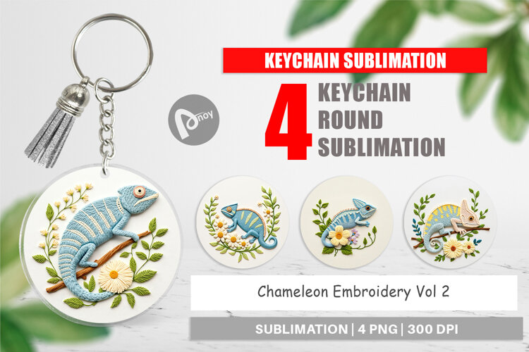 Keychain Chameleon Embroidery example image 1