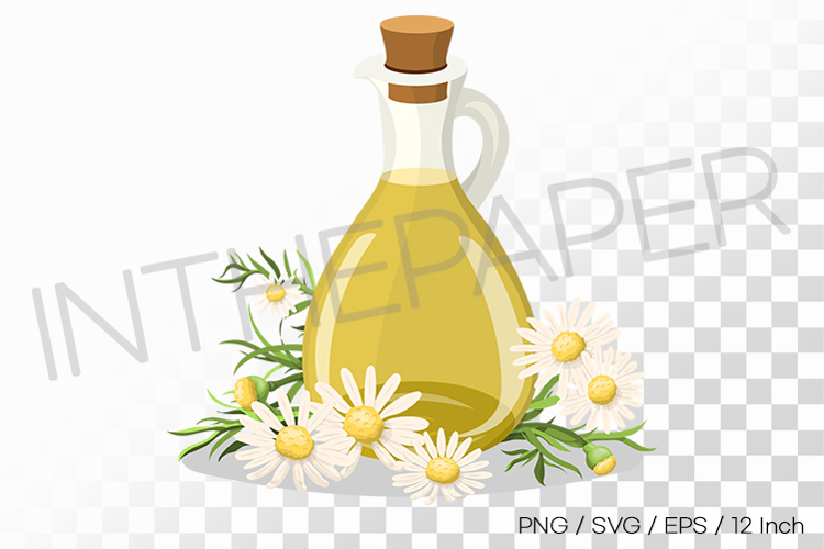 Calm chamomile glass bottle oil PNG SVG EPS Clipart