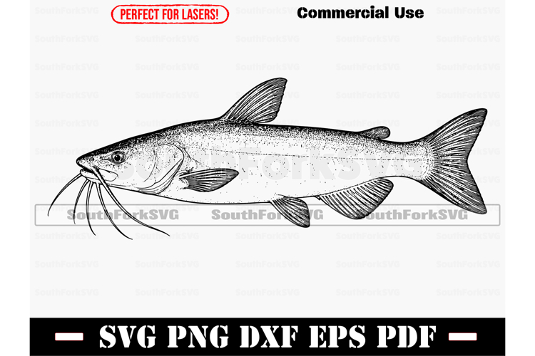Channel Catfish SVG PNG DXF EPS PDF example image 1