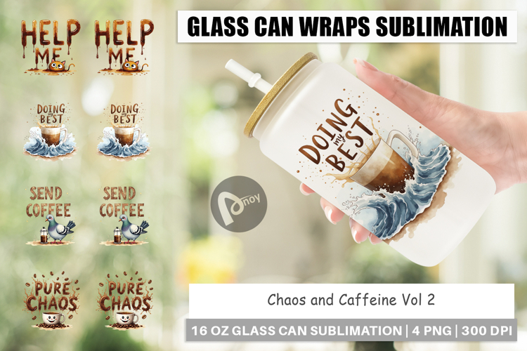 Chaos Caffeine Quotes Glass Can