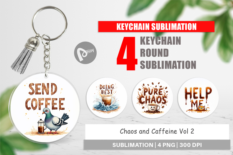 Chaos Caffeine Sarcastic Keychain