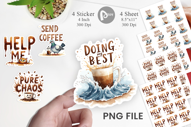 Chaos Caffeine Sarcastic Quotes Sticker