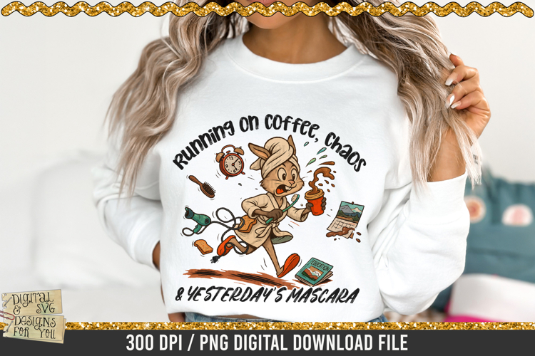 Running on Coffee png | Chaos Bunny | Funny Coffee PNG