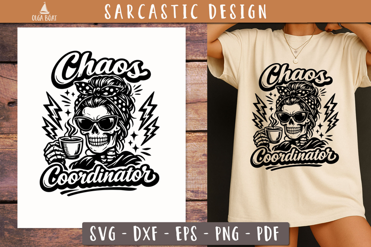 Chaos Coordinator Skull SVG Sarcastic Quote