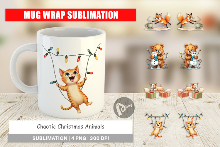 Mug Wrap Chaotic Christmas Animals