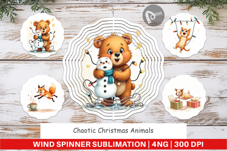 Wind Spinner Chaotic Christmas Animals