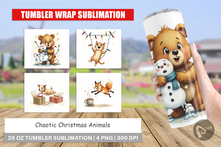Tumbler Chaotic Christmas Animals