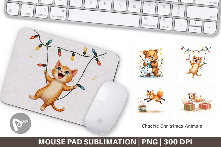 Mouse Pad Chaotic Christmas Animals