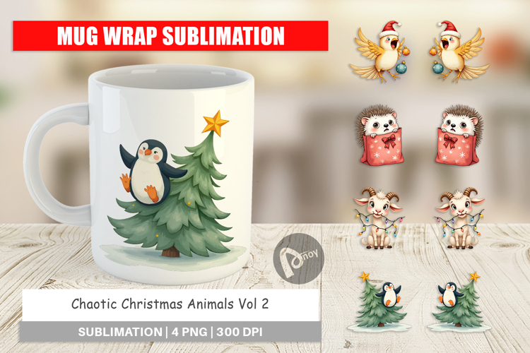 Mug Wrap Chaotic Christmas Animals