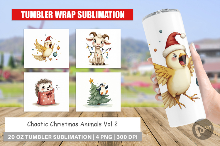 Tumbler Chaotic Christmas Animals